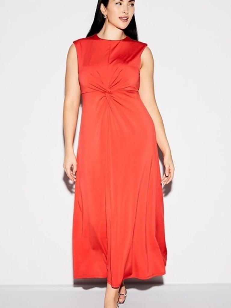 Old Navy Occasion Coral Poppy Twist-Front Maxi Dress Xlt